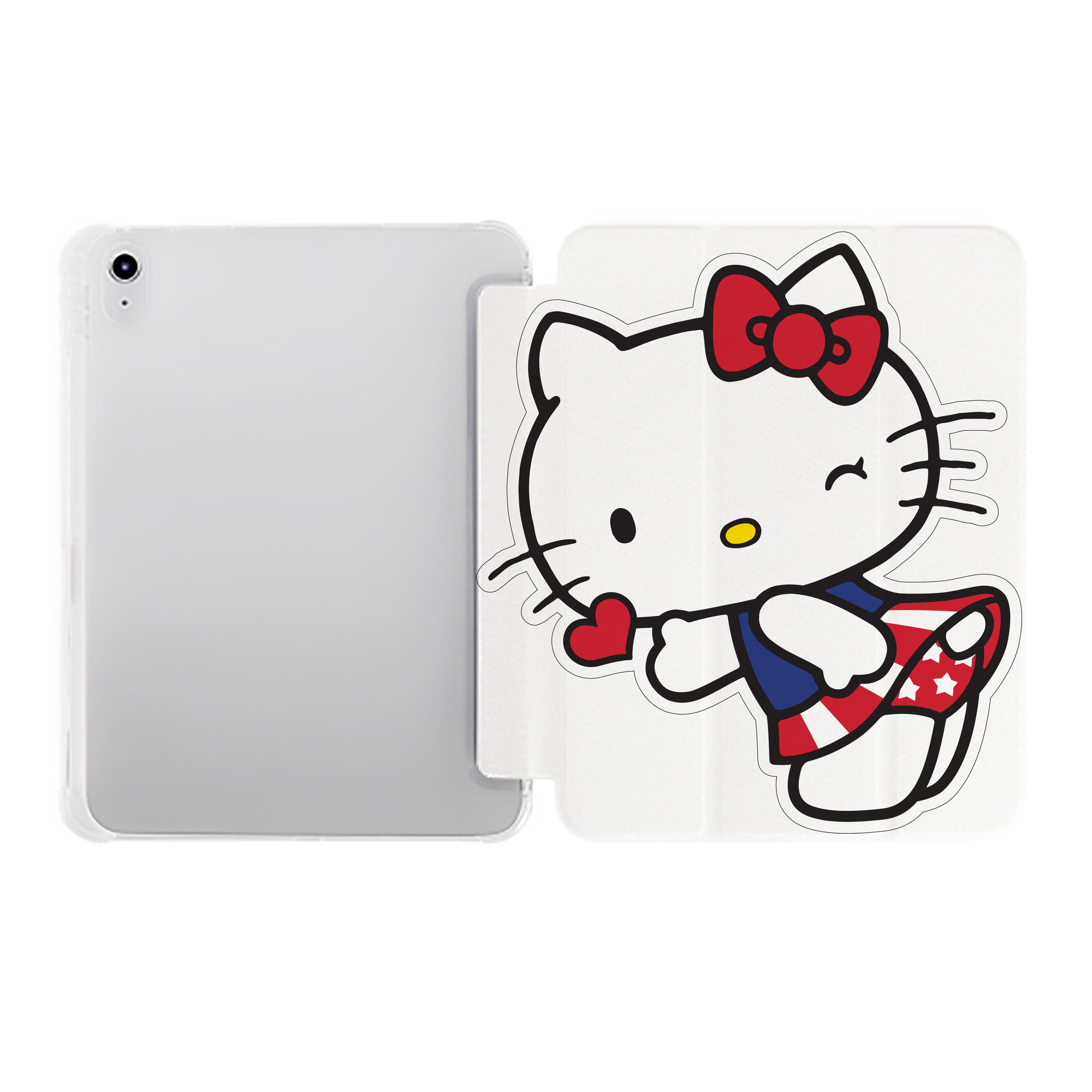 （画像用） Hello Kitty ハローキティ IPad ケース ペン収納付き 三つ折りスタンド PUレザー×シリコン 対応機種9.5/10.5/10.9インチ